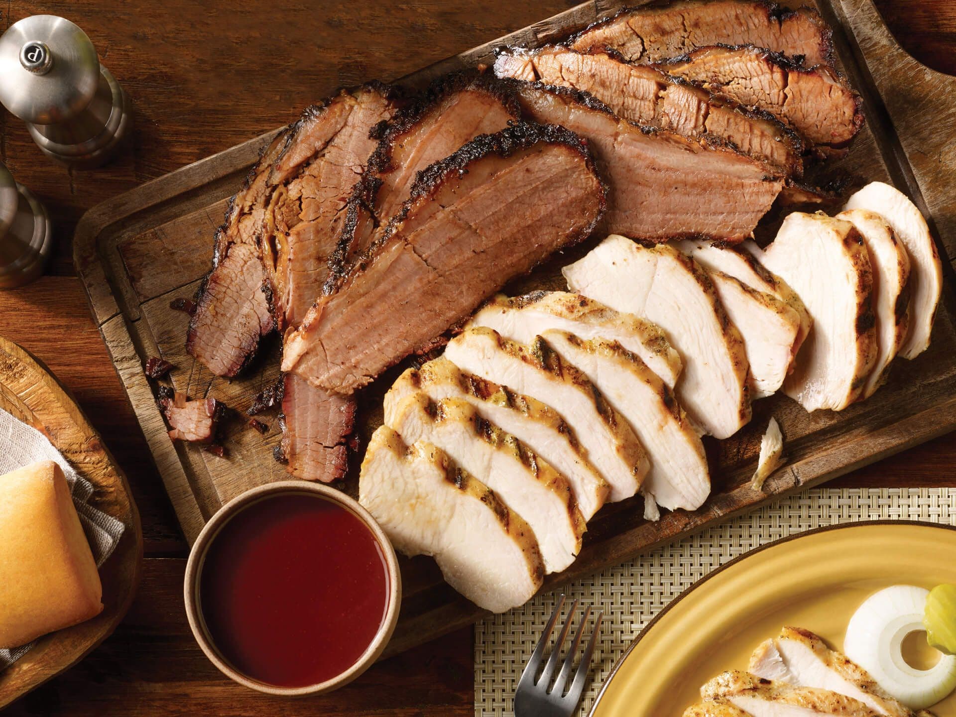 Image depicting delicious barbecue food laid down on the table